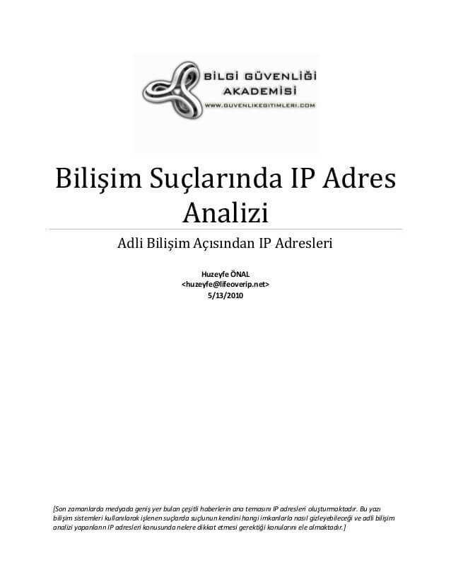 Bilişim Suçlarında IP Adres Analizi