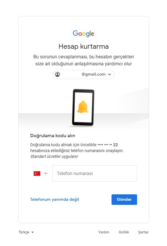 Google Hesap Kurtarma