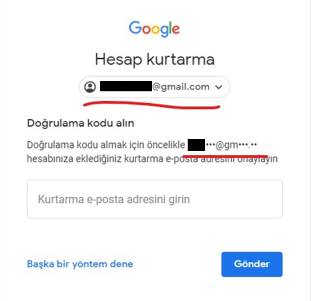 Google Hesap Kurtarma 