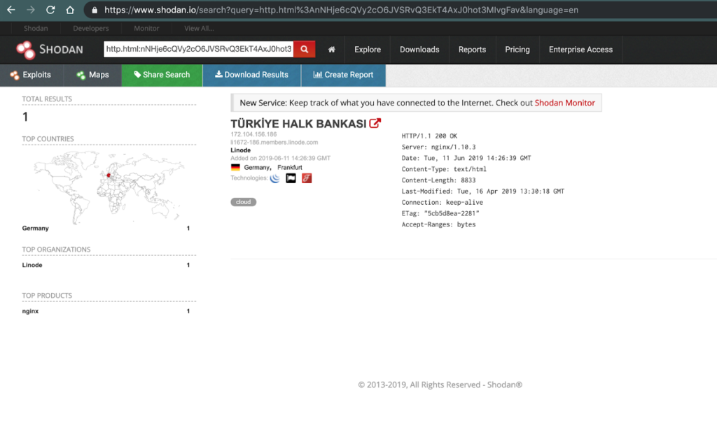 Belirli bir tokenın Shodan üzerinde aranması
