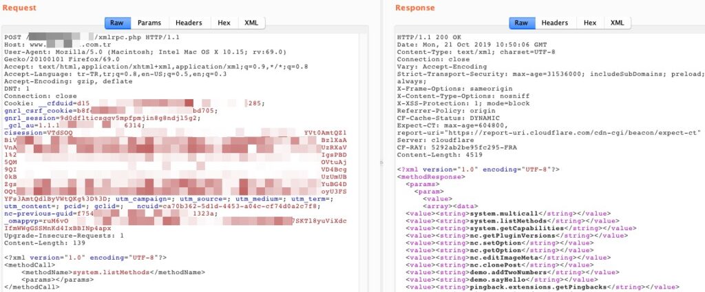 XML-RPC metotlarının listesi 